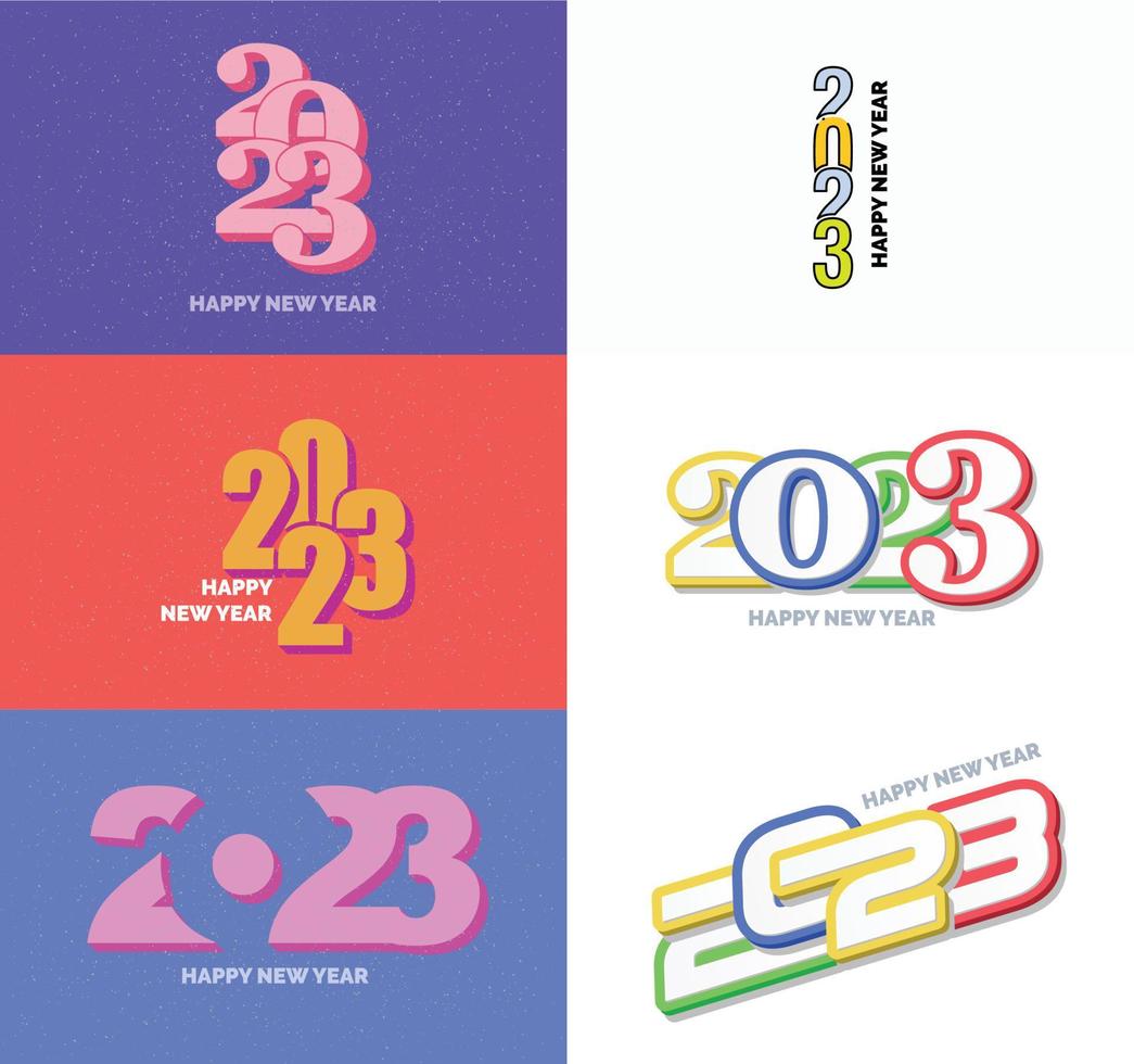 Big Collection of 2023 Happy New Year symbols Cover of business diary for 2023 with wishes vector