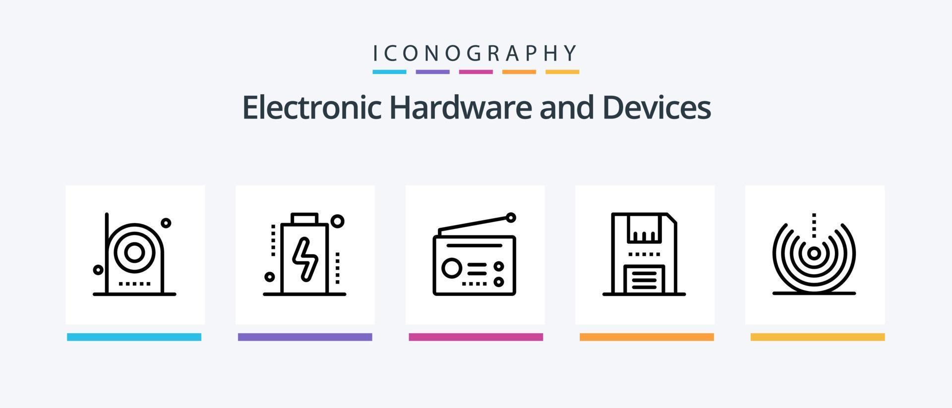 Devices Line 5 Icon Pack Including battery. electric. stick. products. electronics. Creative Icons Design vector