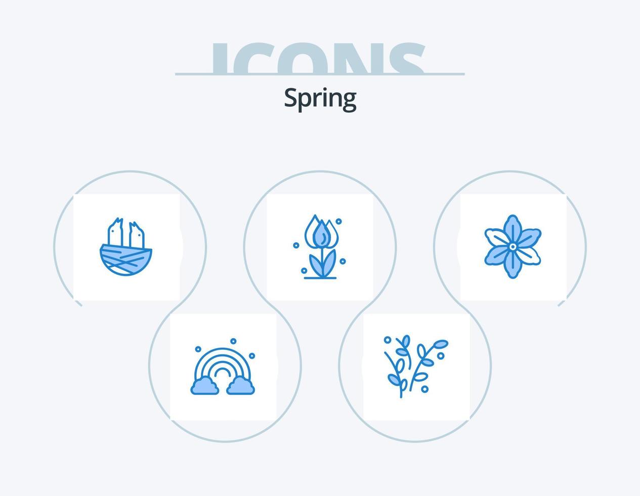 Spring Blue Icon Pack 5 Icon Design. flower. nature. animal. flower. flora vector