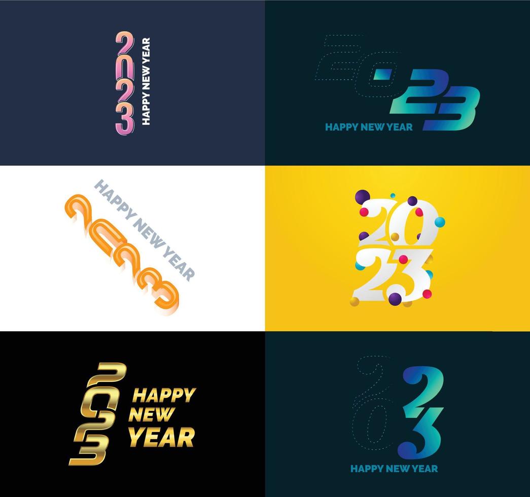 Big Collection of 2023 Happy New Year symbols Cover of business diary for 2023 with wishes vector