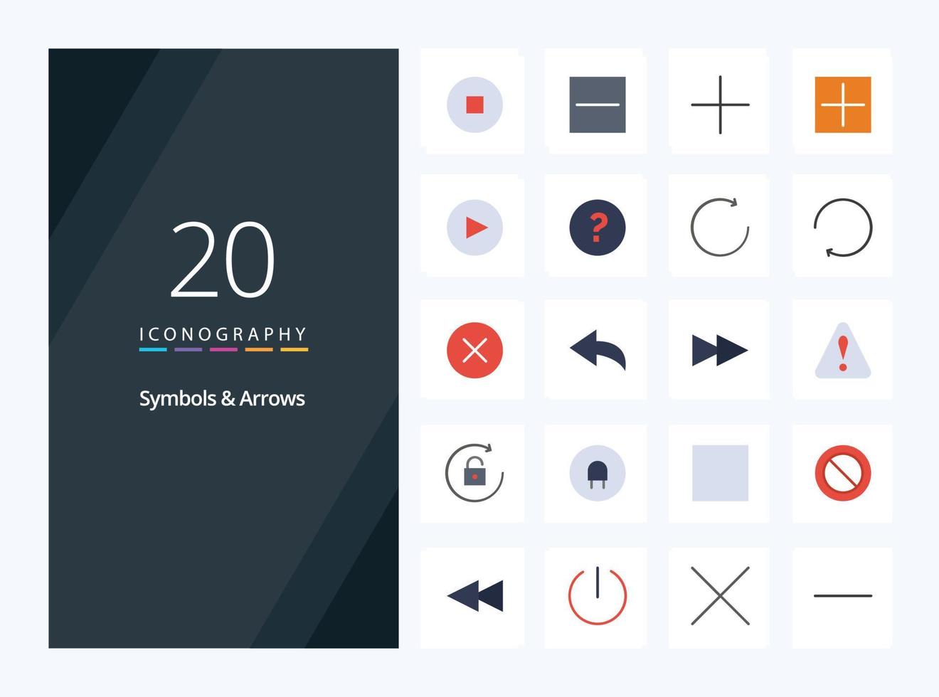 20 Symbols  Arrows Flat Color icon for presentation vector