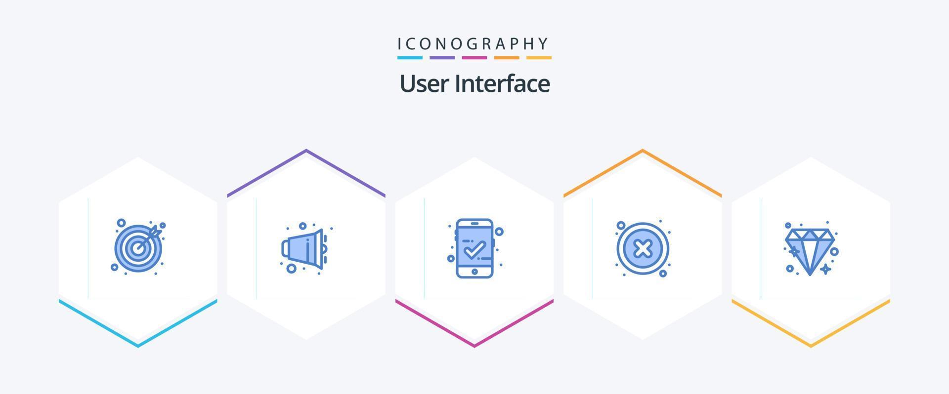 User Interface 25 Blue icon pack including . diamond. checked. brilliant. interface vector