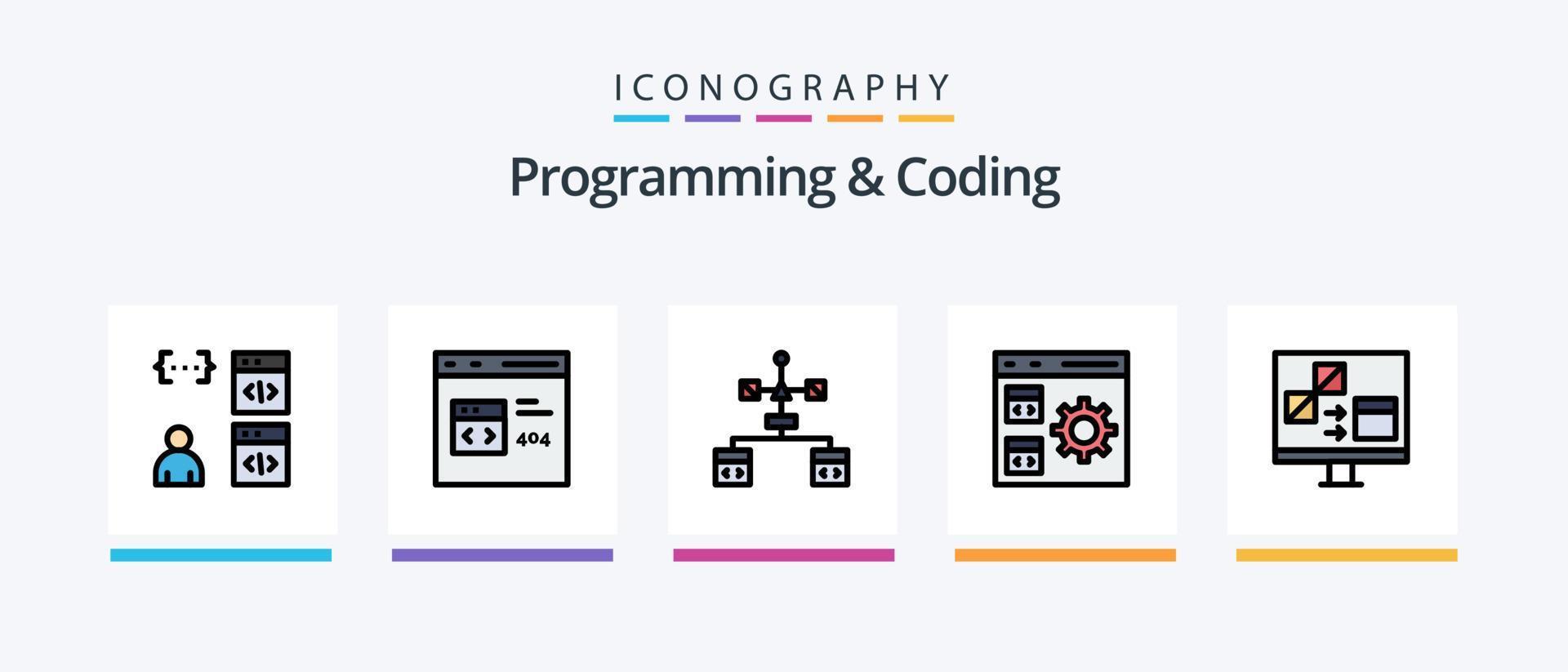 Programming And Coding Line Filled 5 Icon Pack Including develop. business. develop. process. develop. Creative Icons Design vector