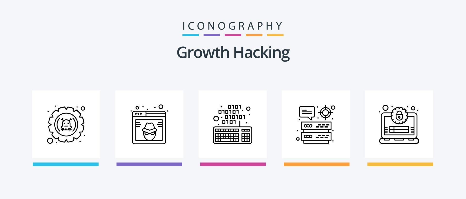 Hacking Line 5 Icon Pack Including bug. storage. cloud. error. computer. Creative Icons Design vector