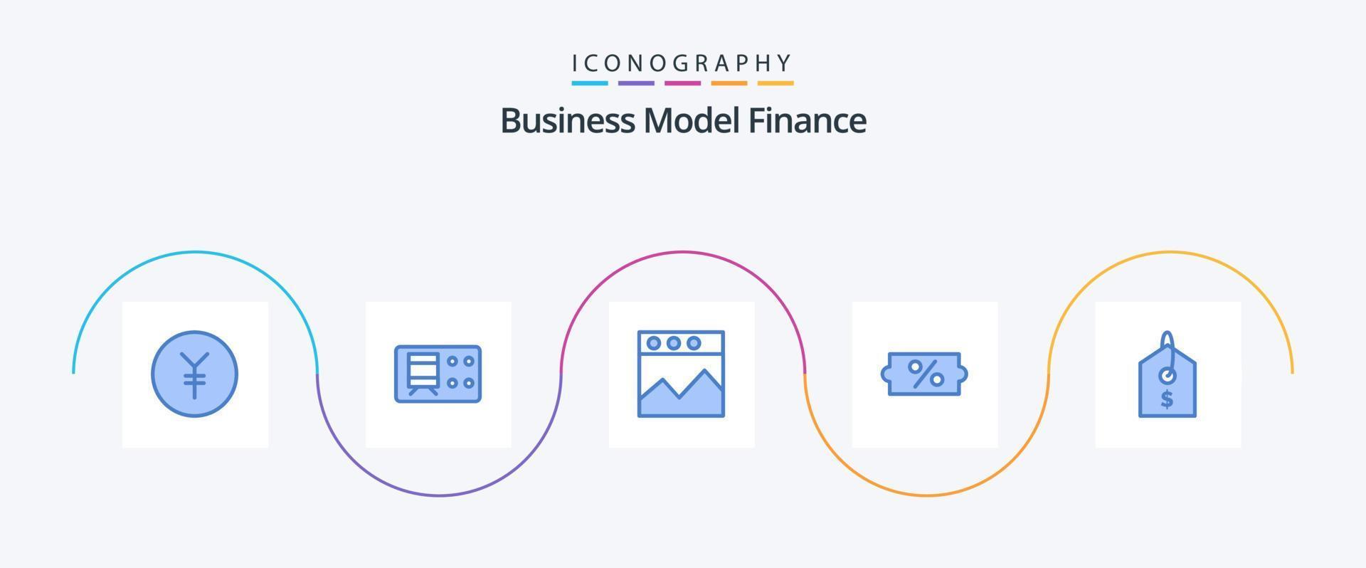 paquete de iconos de finanzas azul 5 que incluye . sitio web. etiqueta. precio vector