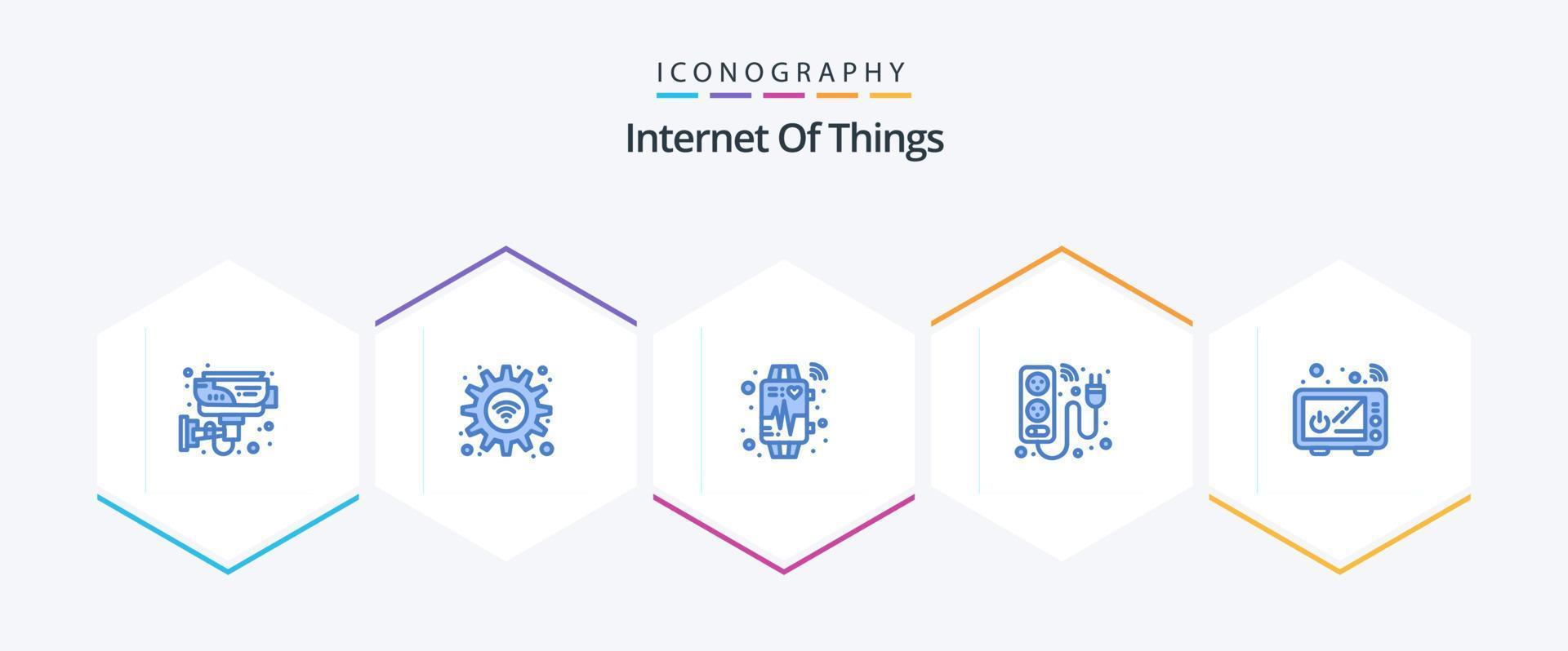 internet de las cosas 25 paquete de iconos azules que incluye energía. eléctrico. Wifi. dispositivo. latido del corazón vector