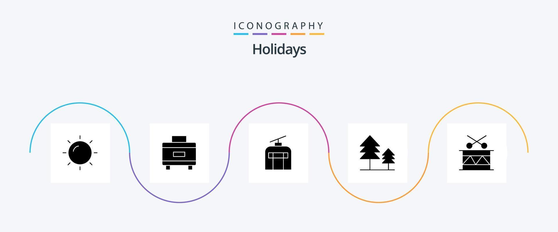 Holidays Glyph 5 Icon Pack Including holiday. drum. holiday. christmas. holiday vector