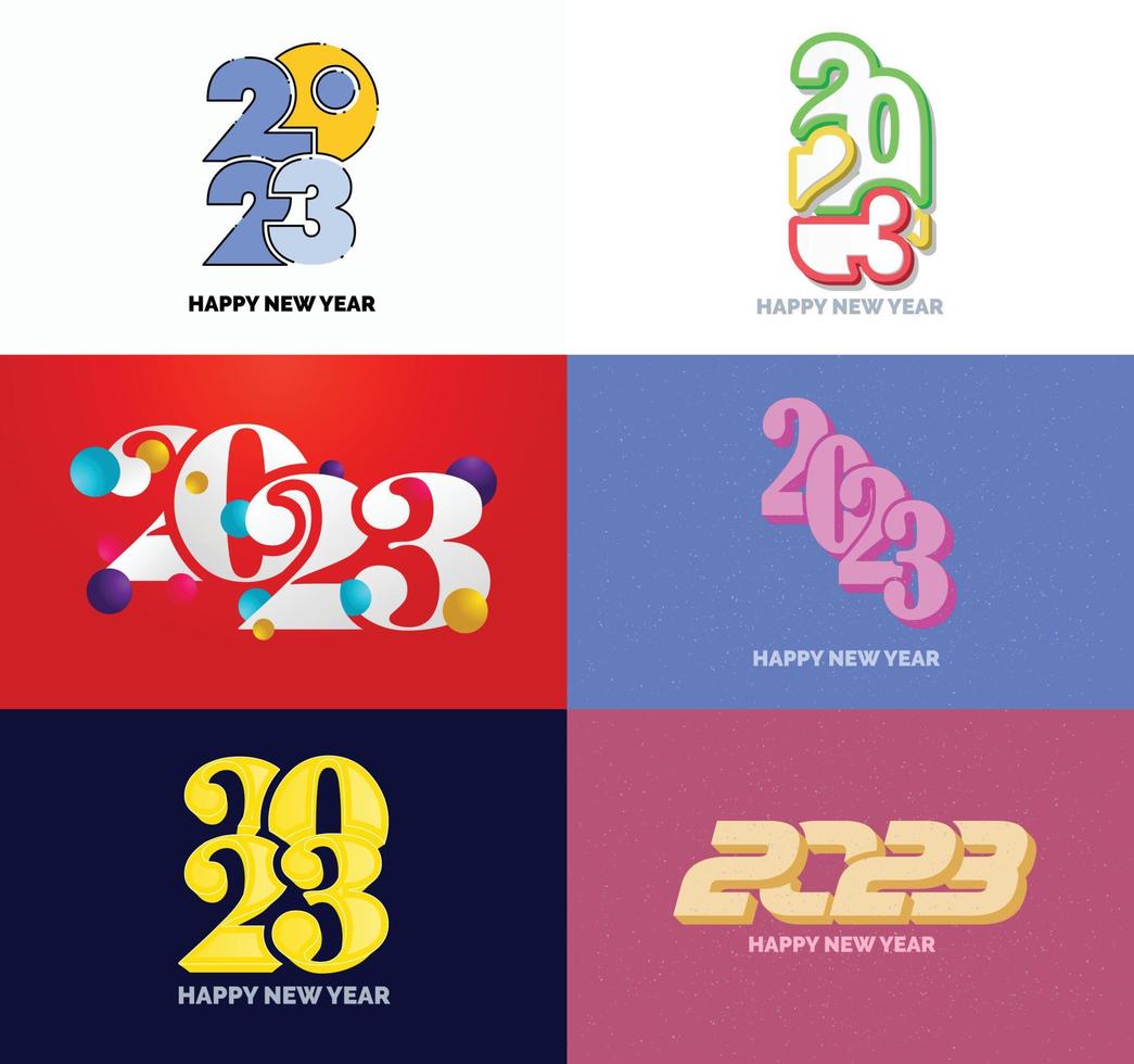 Big Collection of 2023 Happy New Year symbols Cover of business diary for 2023 with wishes vector