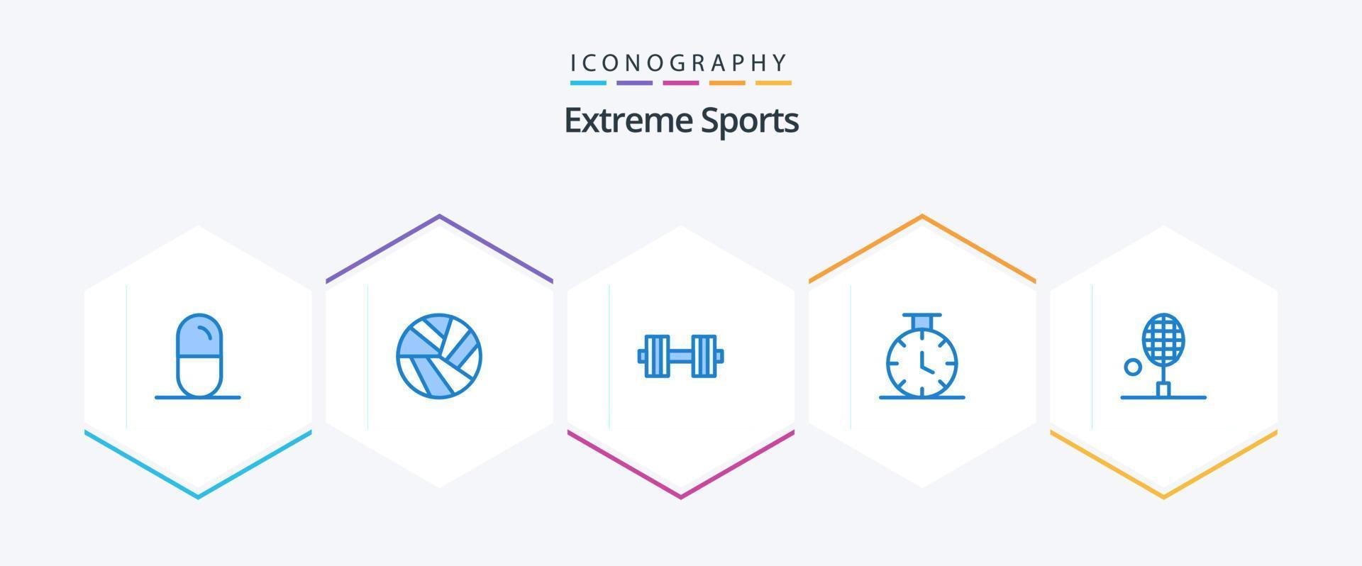 Sport 25 Blue icon pack including tennis racket. table tennis. dumbbells. racket. time vector