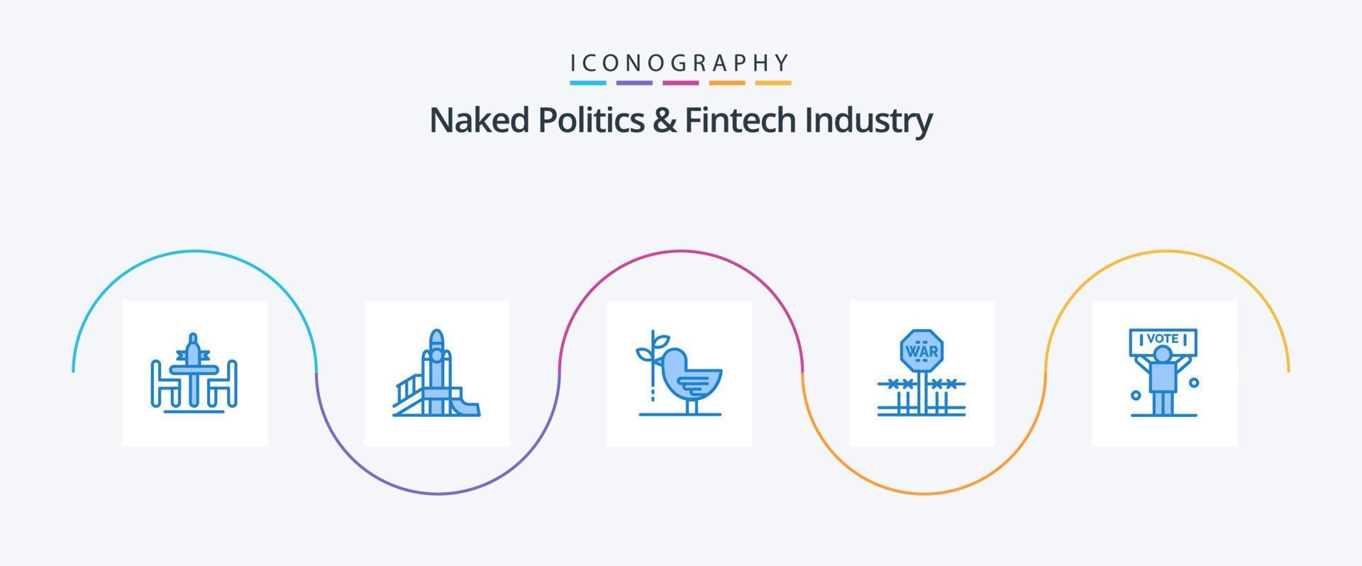 Naked Politics And Fintech Industry Blue 5 Icon Pack Including military. combat. playground. pacifism. friendship vector
