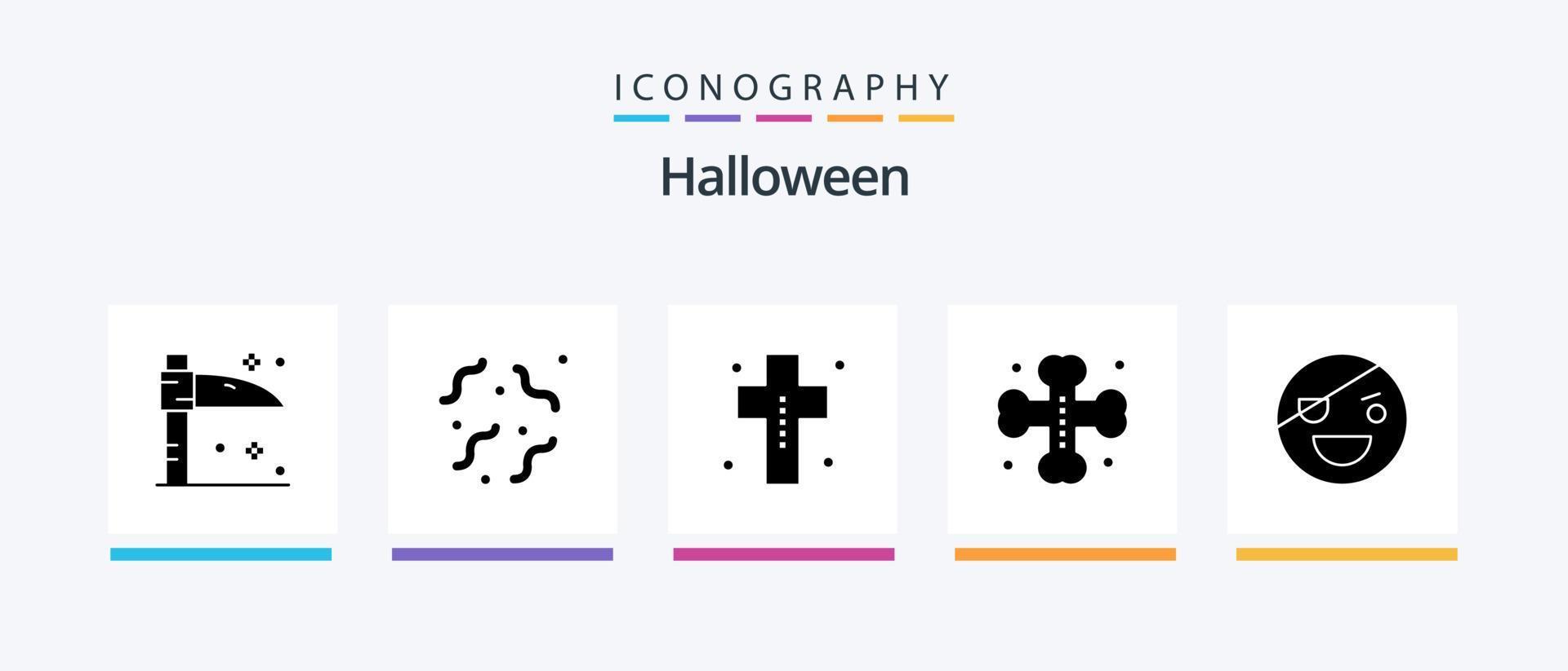 Halloween Glyph 5 Icon Pack Including horror. halloween. dead. grave. bats. Creative Icons Design vector