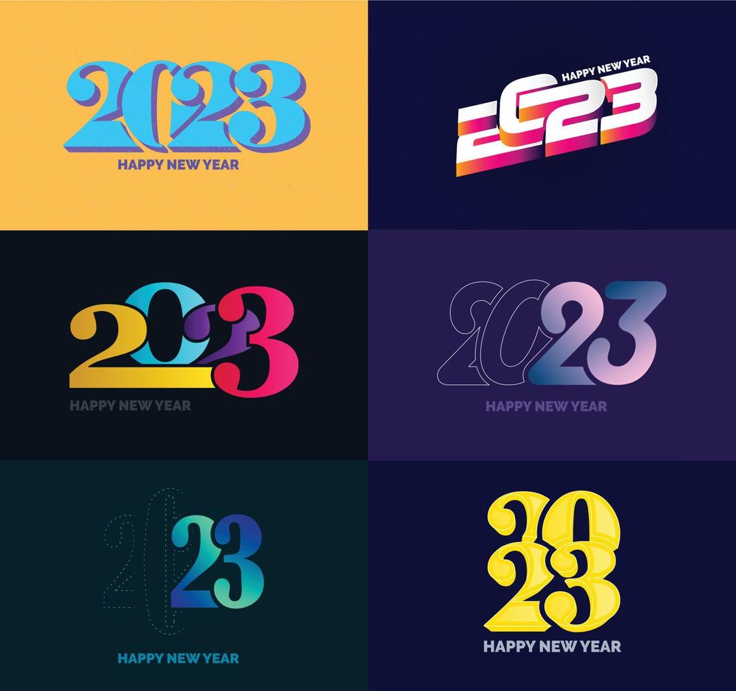 Big Set of 2023 Happy New Year logo text design 2023 number design template vector