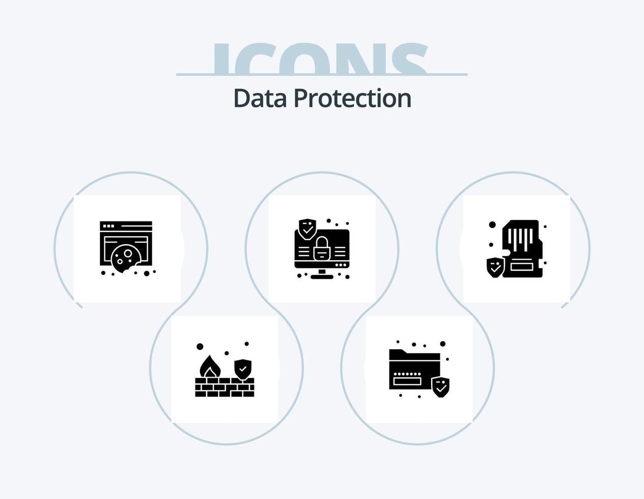 Data Protection Glyph Icon Pack 5 Icon Design. device. security. compliance. internet. privacy vector