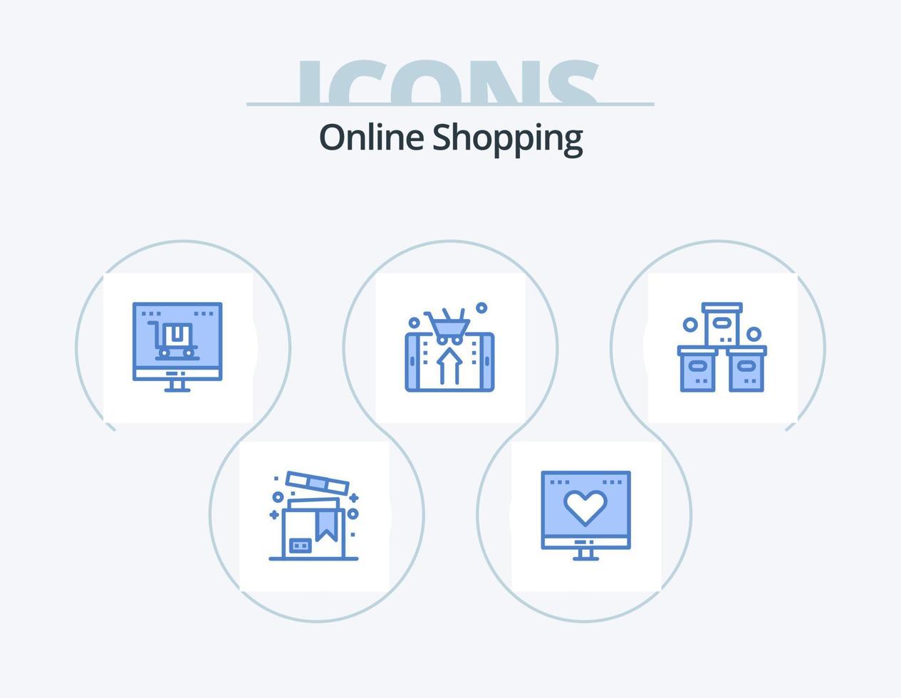 compras en línea paquete de iconos azules 5 diseño de iconos. comercio. móvil. amar. marketing. publicidad digital vector