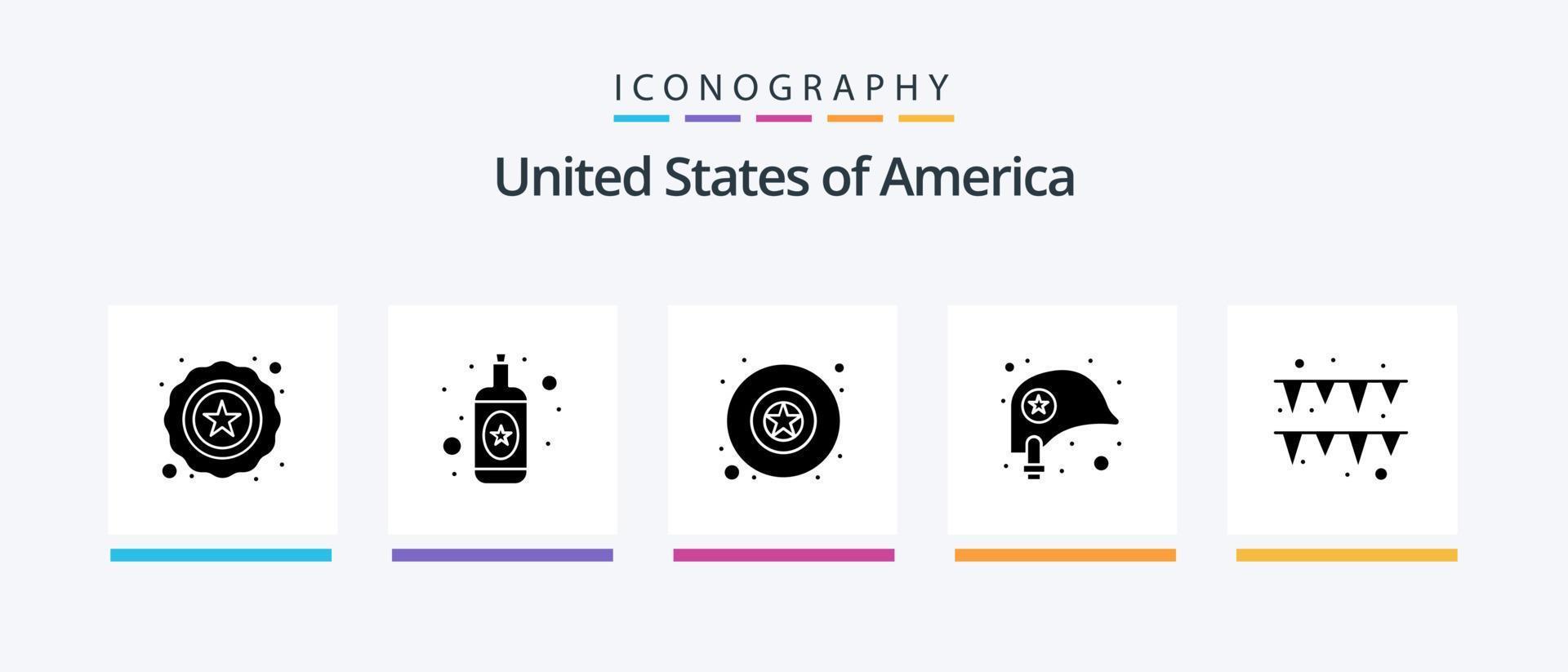 paquete de iconos de glifo 5 de EE. UU. que incluye . papel. estrella. guirnalda. estrella. diseño de iconos creativos vector