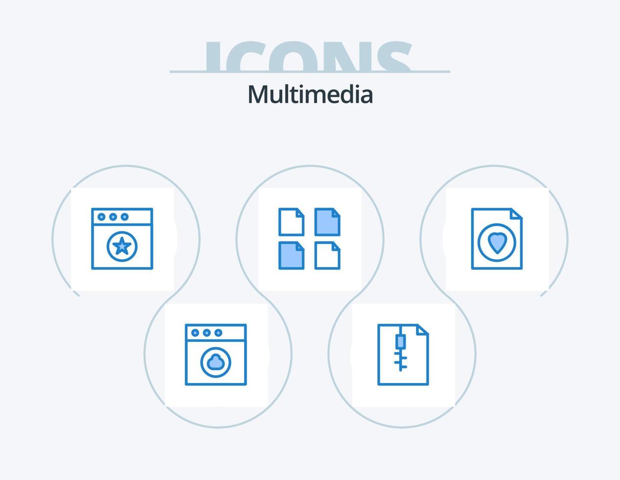 paquete de iconos azul multimedia 5 diseño de iconos. . . Mac. archivo. documento vector