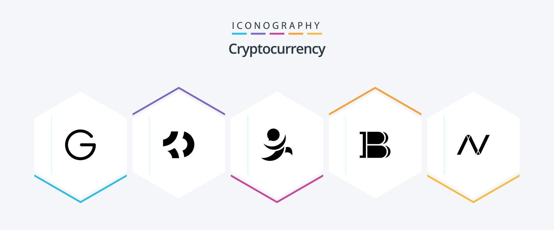 paquete de iconos de 25 glifos de criptomoneda que incluye moneda. cripto moneda criptográfica. moneda vector