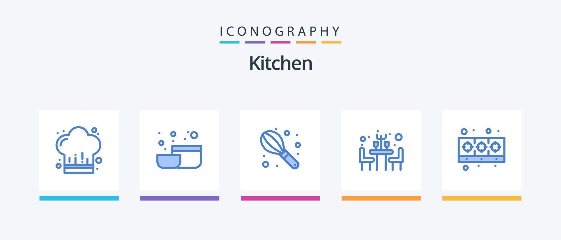 Kitchen Blue 5 Icon Pack Including . food. mixer. cooking. table. Creative Icons Design vector