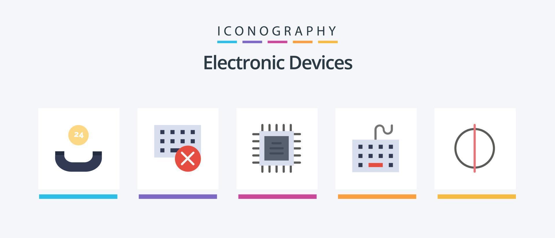 Paquete de 5 iconos planos de dispositivos que incluye digital. teclado. chip. hardware. dispositivos. diseño de iconos creativos vector