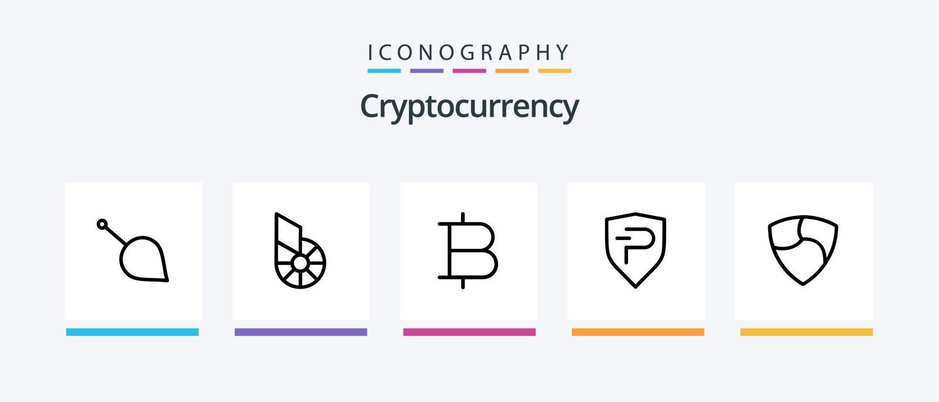 Cryptocurrency Line 5 Icon Pack Including coin. crypto currency. iota. crypto. qtum. Creative Icons Design vector