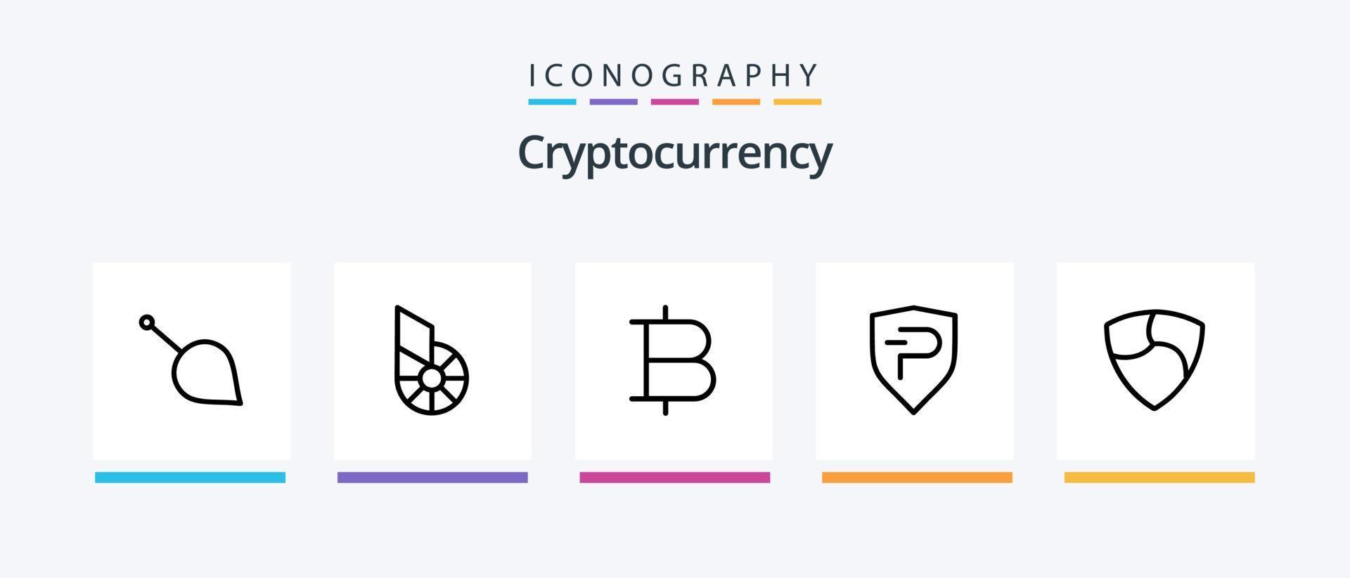 paquete de iconos de línea de criptomoneda 5 que incluye moneda. moneda criptográfica. iota. cripto. qtum diseño de iconos creativos vector