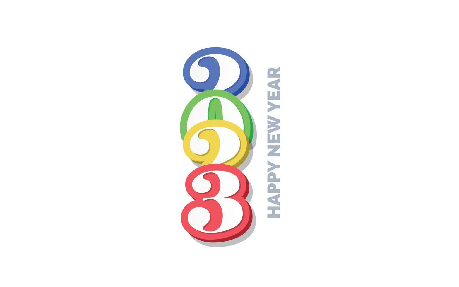 Diseño de logotipo 3d feliz año nuevo 2023 vector