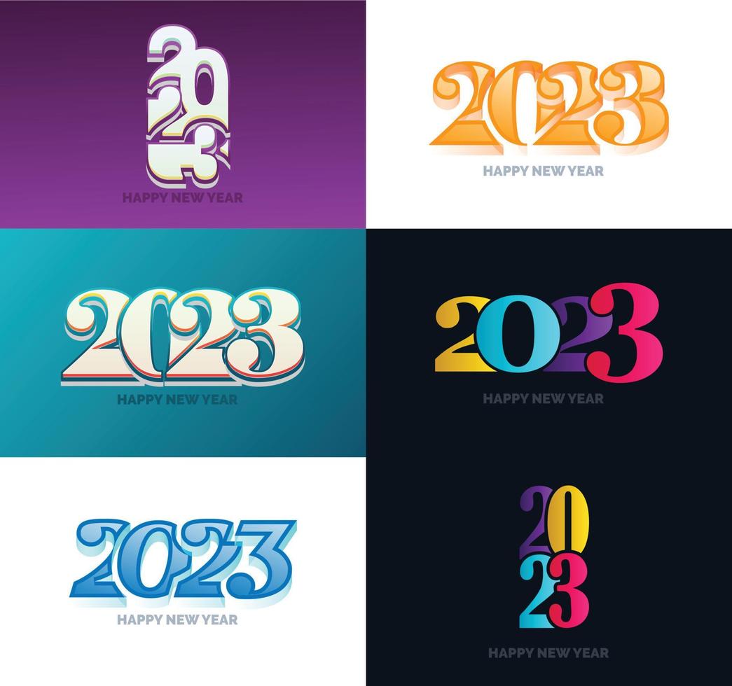 Big Collection of 2023 Happy New Year symbols Cover of business diary for 2023 with wishes vector