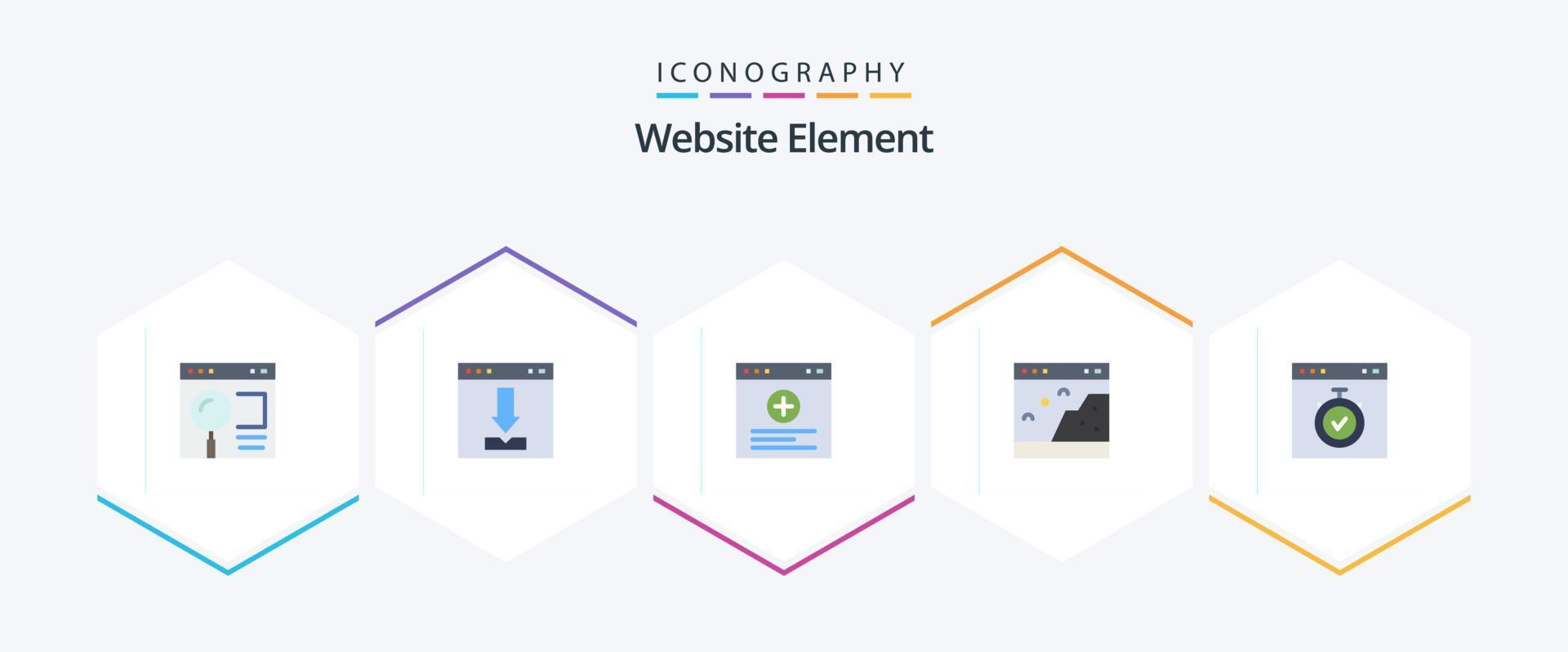 Website Element 25 Flat icon pack including picture. page. interface. interface. website vector