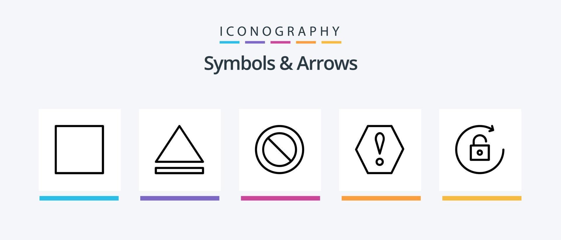 paquete de iconos de línea 5 de símbolos y flechas que incluye . borrar. abierto. diseño de iconos creativos vector
