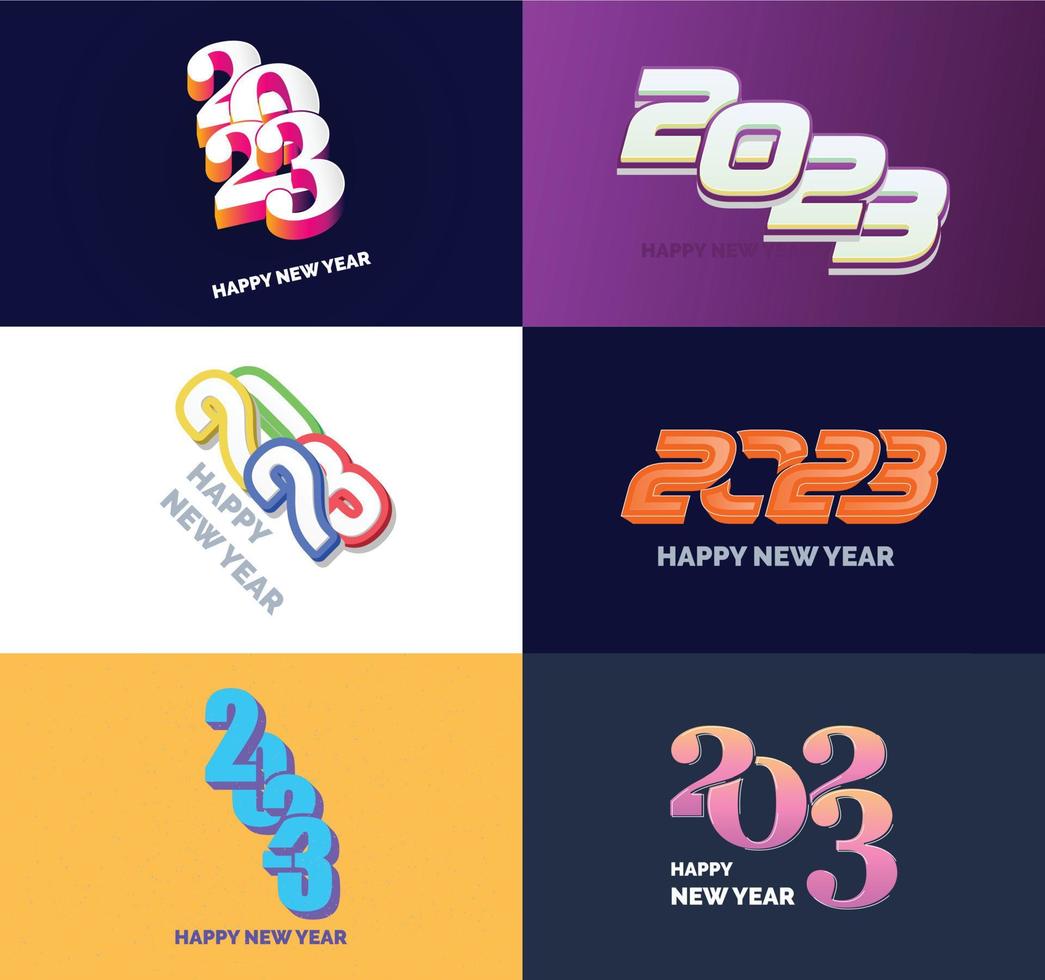 Big Set of 2023 Happy New Year logo text design 2023 number design template vector