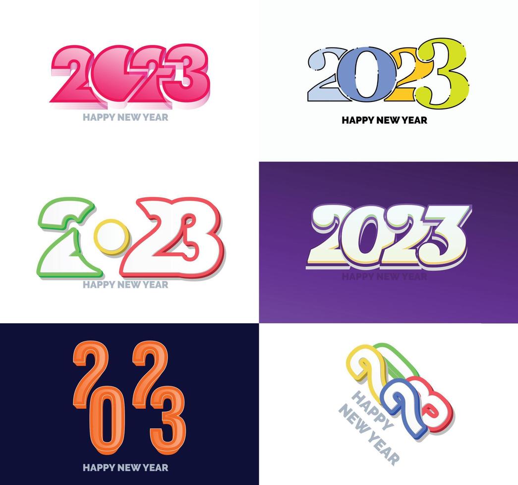 Big Collection of 2023 Happy New Year symbols Cover of business diary for 2023 with wishes vector