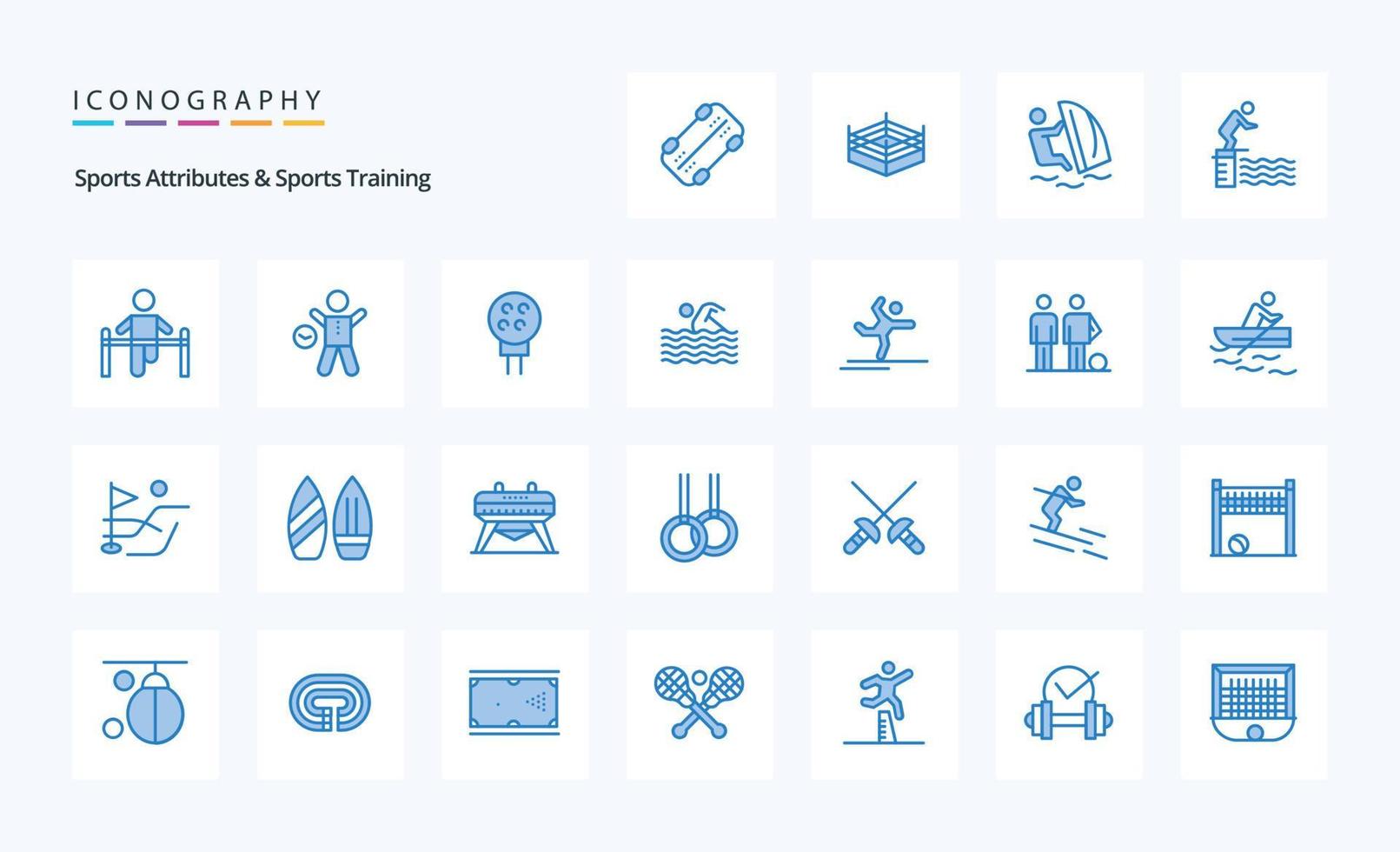 25 Sports Atributes And Sports Training Blue icon pack vector