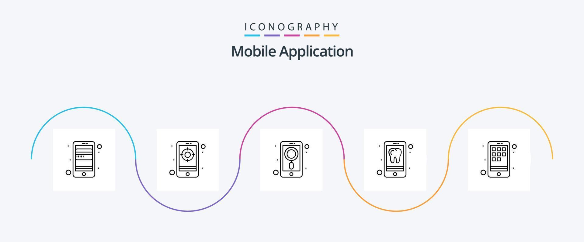 Mobile Application Line 5 Icon Pack Including device. phone. app. iphone. app vector