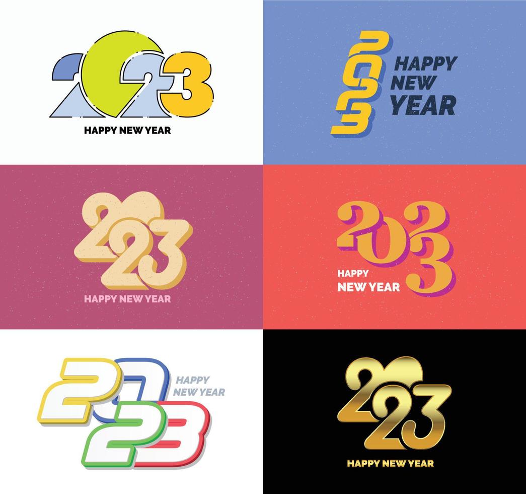 Big Set of 2023 Happy New Year logo text design 2023 number design template vector