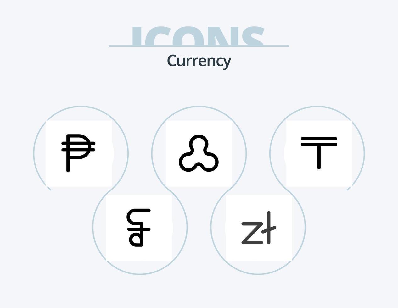 Currency Line Filled Icon Pack 5 Icon Design. . coin . dollar. rupee . turkmenistan vector