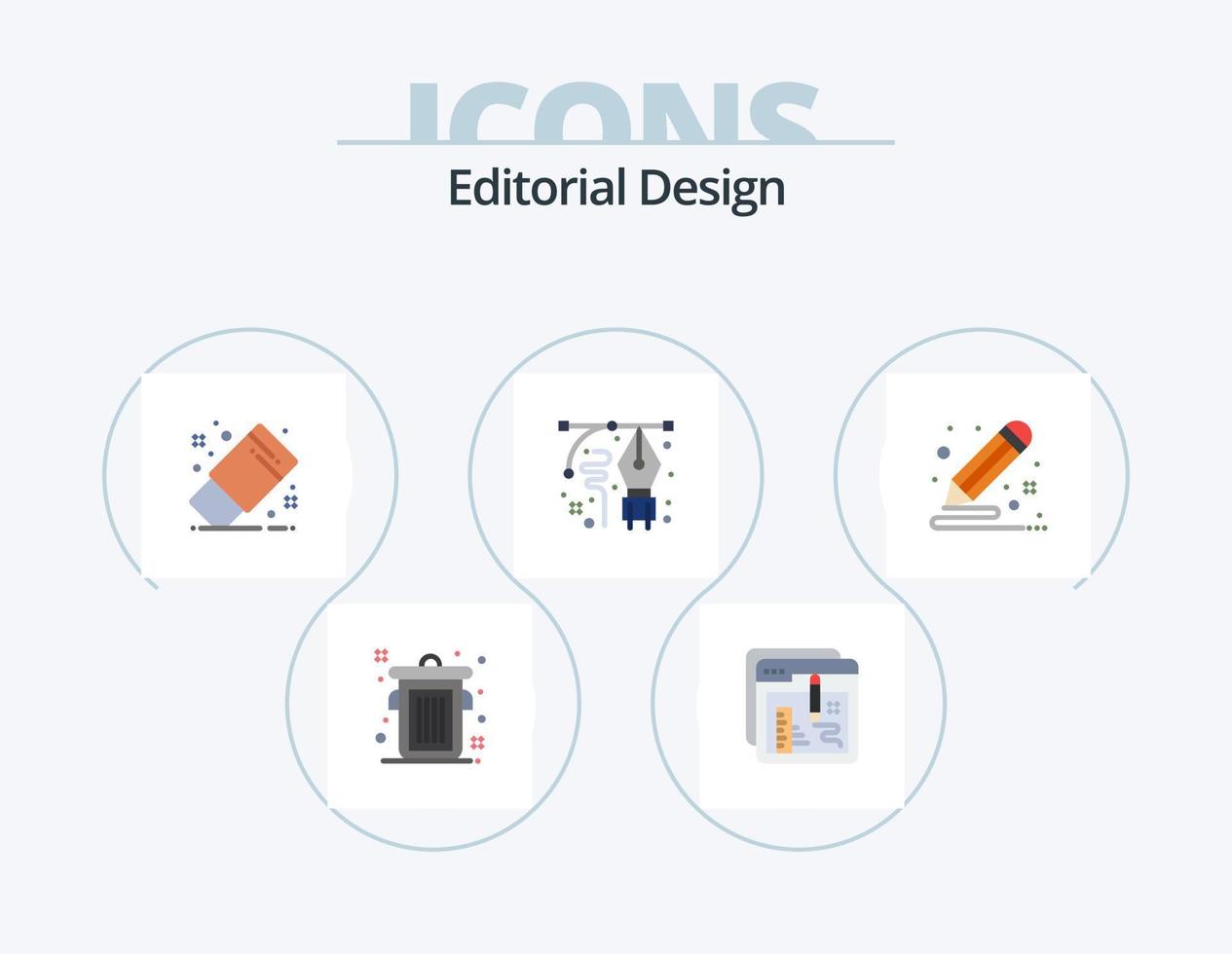 Editorial Design Flat Icon Pack 5 Icon Design. color. pen. draw. drawing. art vector