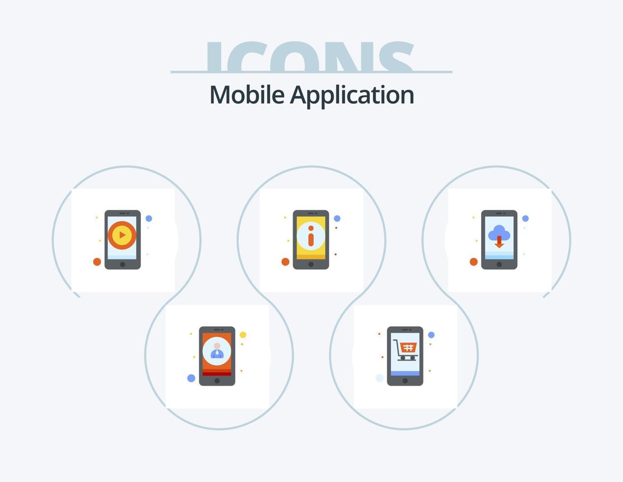 Mobile Application Flat Icon Pack 5 Icon Design. app download. app. video app. more. detail vector