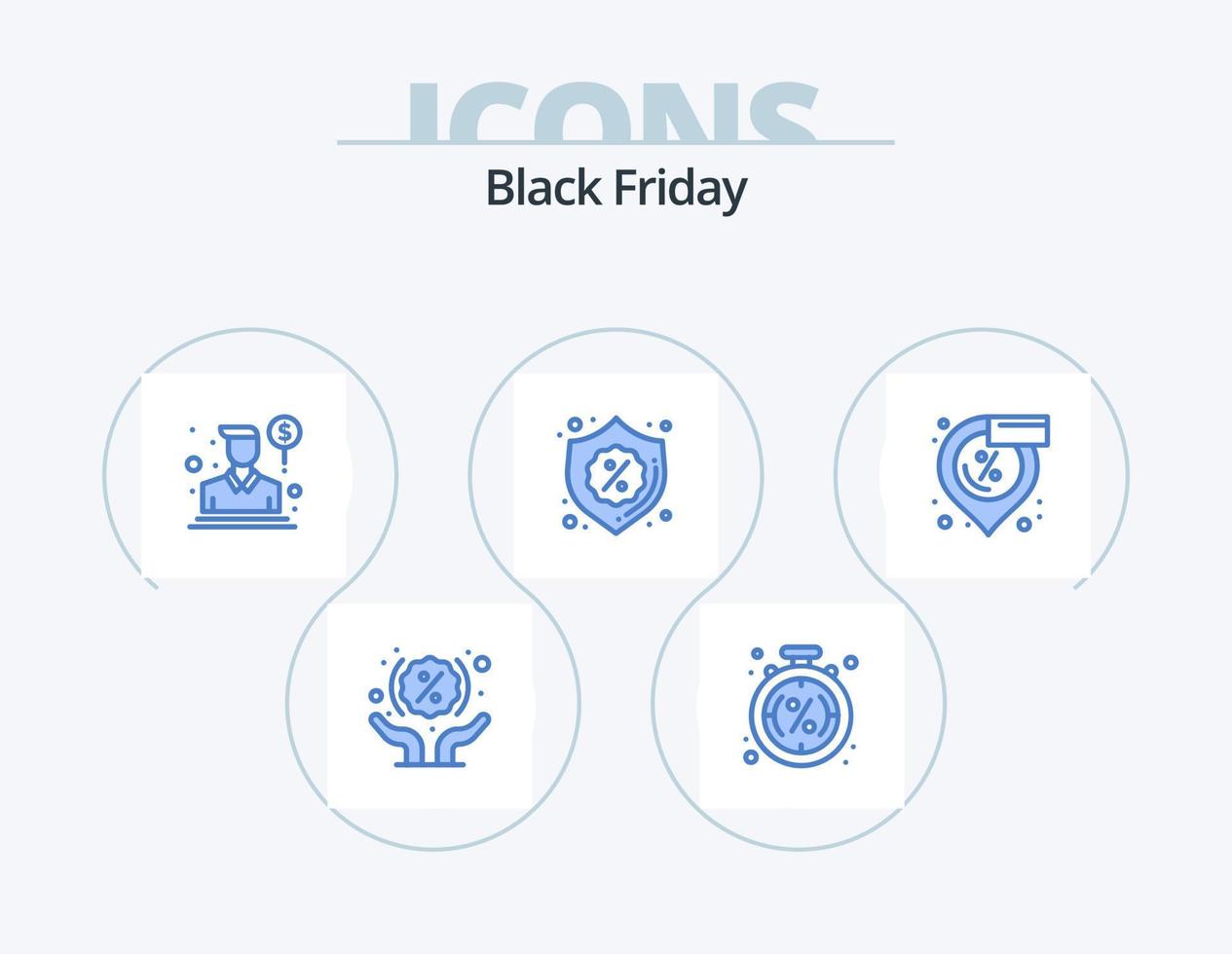 Black Friday Blue Icon Pack 5 Icon Design. discount. discount. shopping. badge. salesman vector