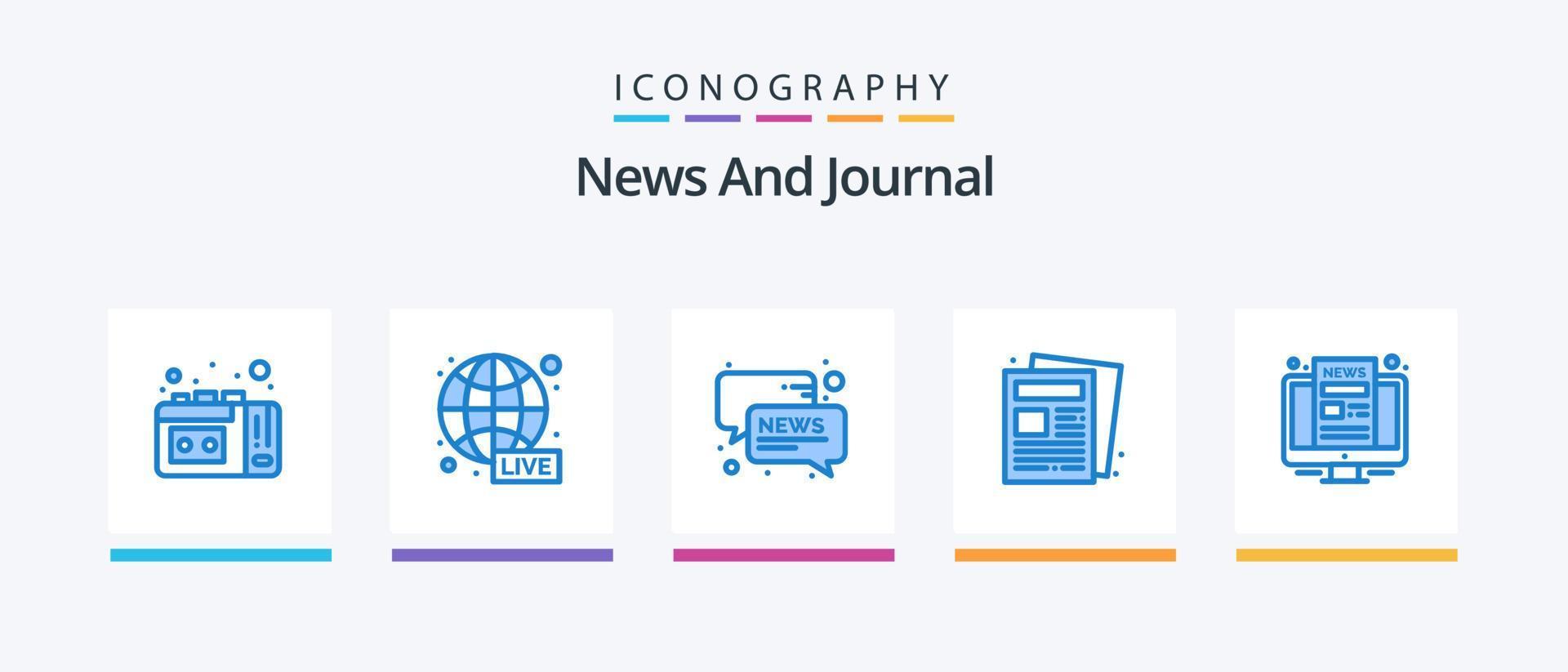 News Blue 5 Icon Pack Including news. computer. conversation. routine. newspaper. Creative Icons Design vector