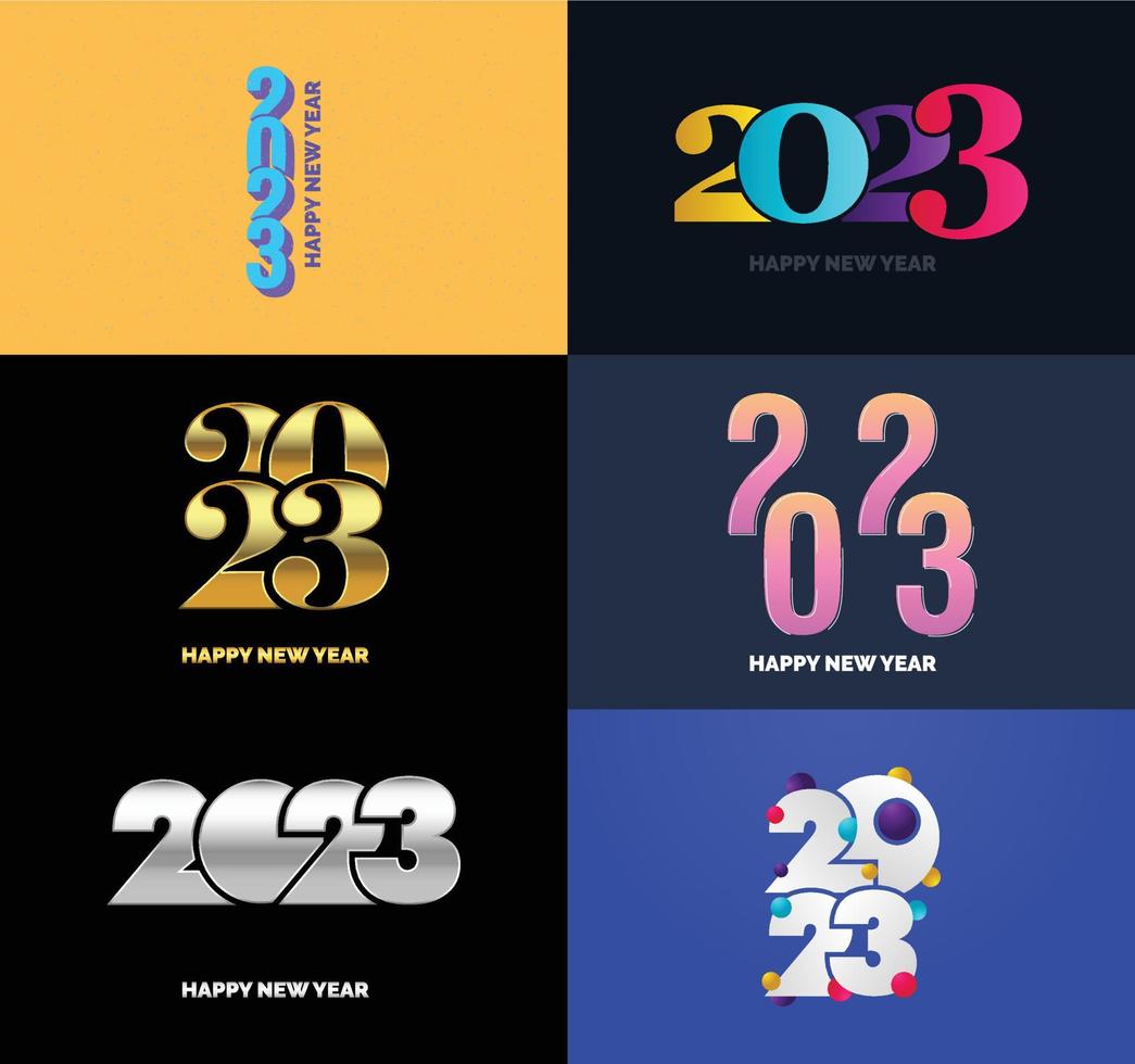 Big Collection of 2023 Happy New Year symbols Cover of business diary for 2023 with wishes vector
