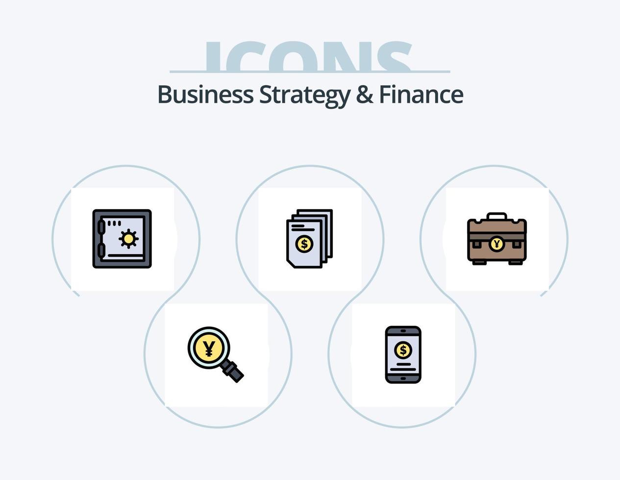 Business Strategy And Finance Line Filled Icon Pack 5 Icon Design. idea . safe. briefcase . deposit . vector