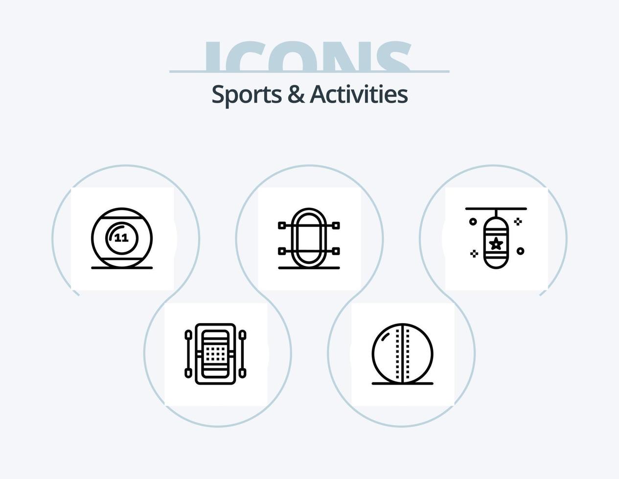 paquete de iconos de línea de deportes y actividades 5 diseño de iconos. bolos. premios equipo de críquet. equipo deportivo. volante de plumas vector