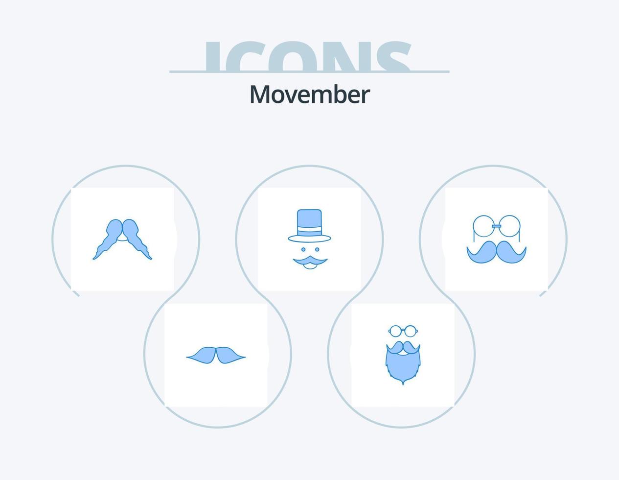 Movember Blue Icon Pack 5 Icon Design. movember. moustache. beared. men. movember vector