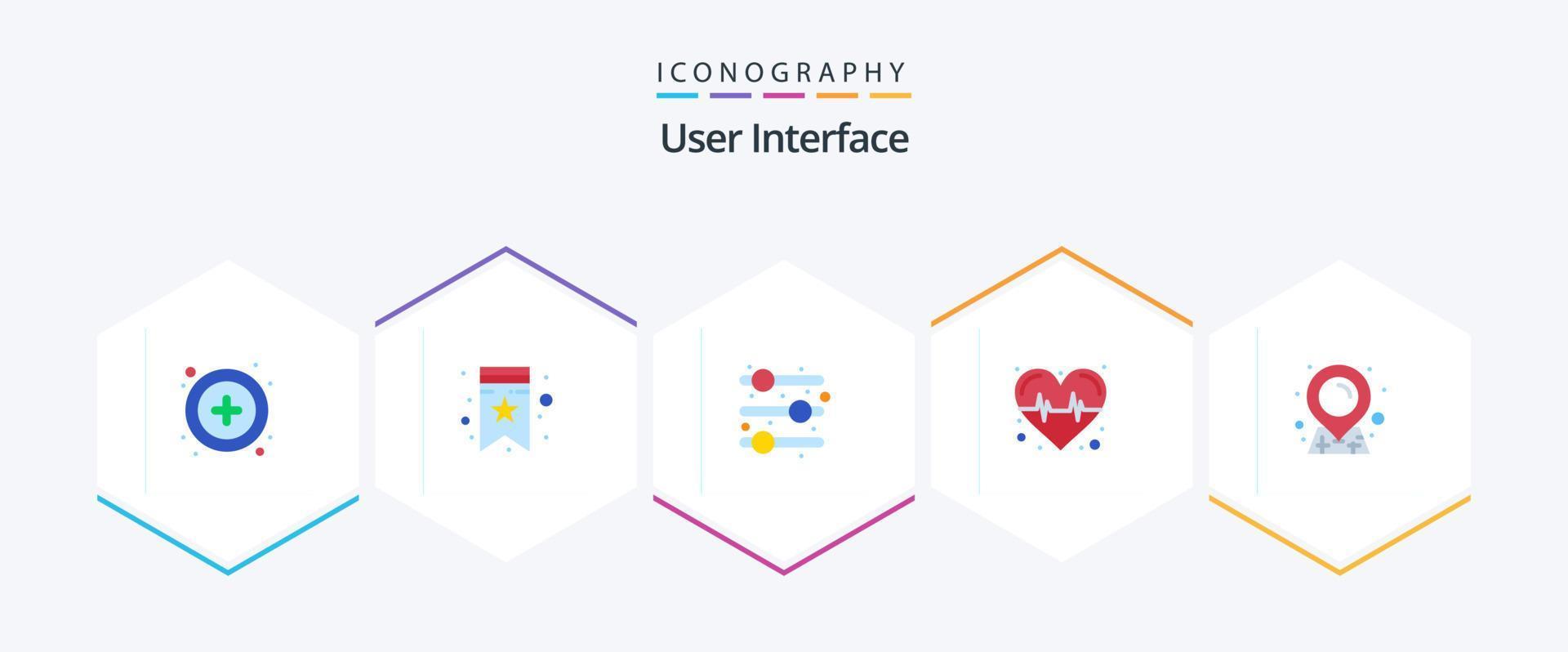 interfaz de usuario paquete de 25 iconos planos que incluye . salud. . mapa vector