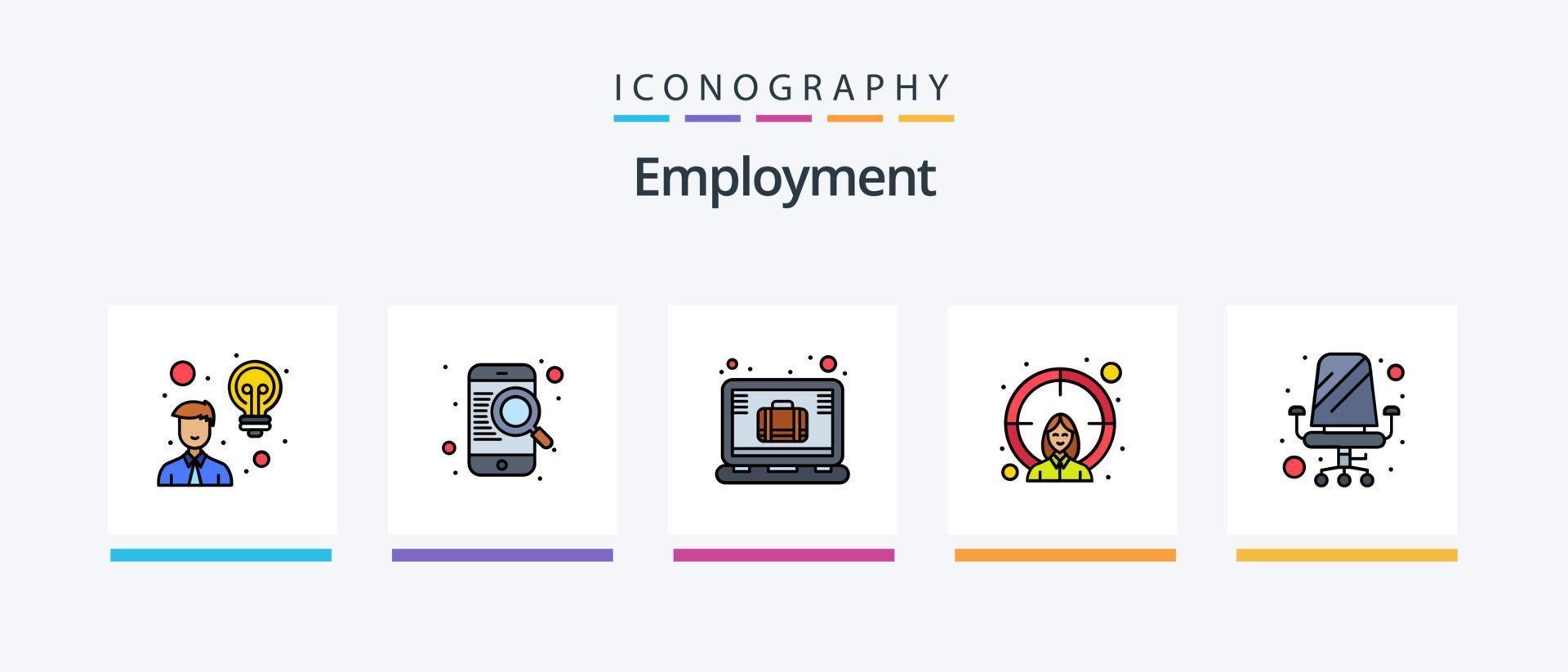 la línea de empleo llenó el paquete de 5 íconos que incluye hardware. computadora. breve. seguridad. empleado. diseño de iconos creativos vector