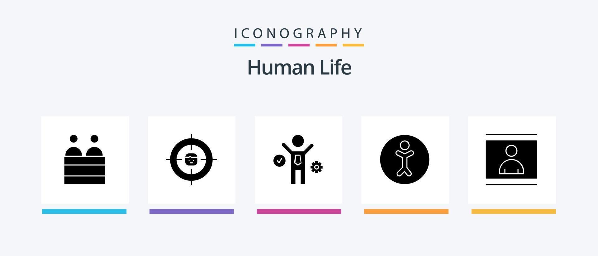 Human Glyph 5 Icon Pack Including person. human. resources. person. accessibility. Creative Icons Design vector