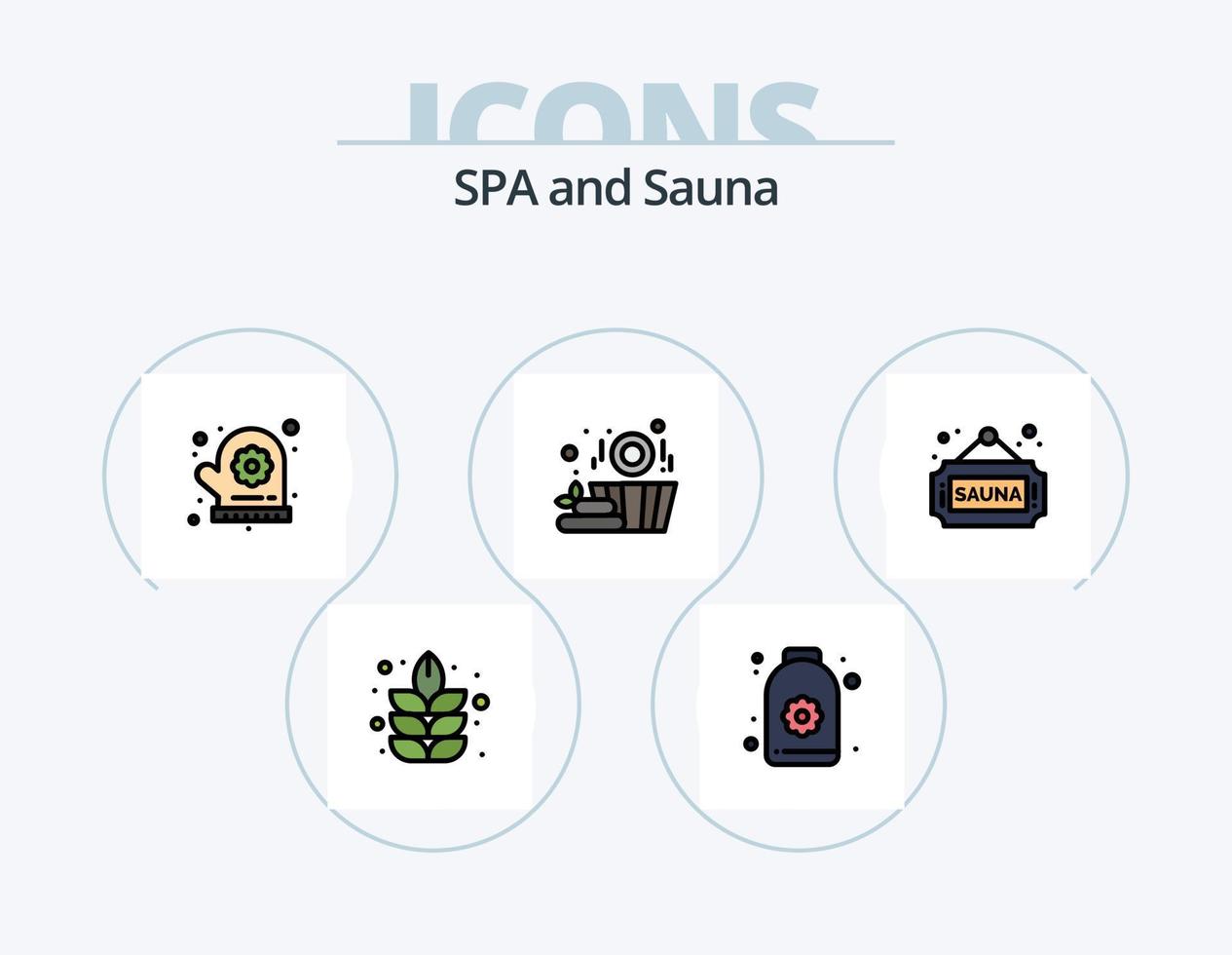 Sauna Line Filled Icon Pack 5 Icon Design. . . sauna. flower. hand vector