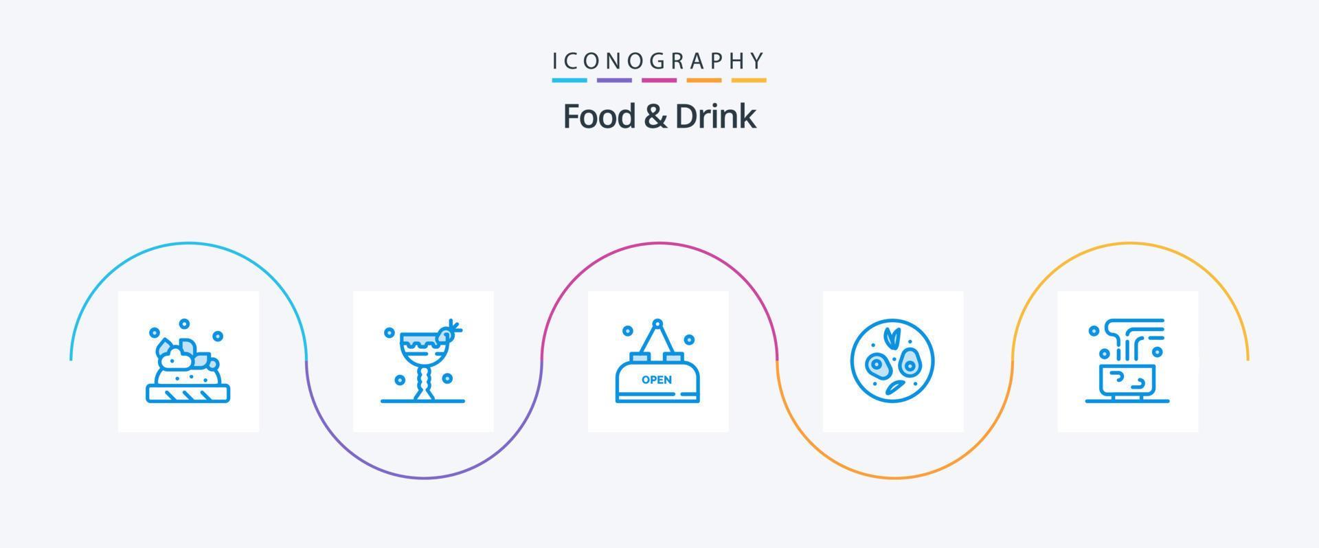 Food And Drink Blue 5 Icon Pack Including . food. salad. open 19216653 Vector Art at Vecteezy