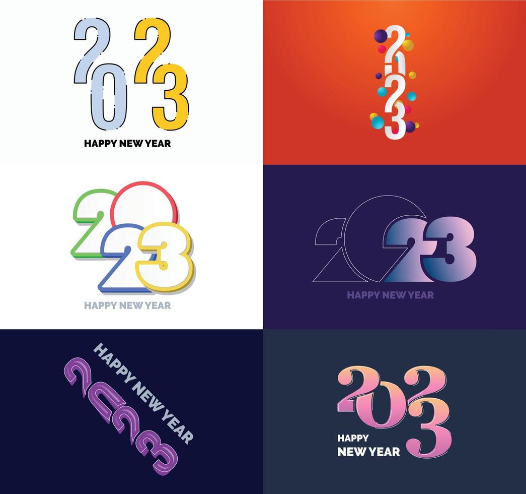 gran conjunto de 2023 feliz año nuevo diseño de texto de logotipo plantilla de diseño de número 2023 vector