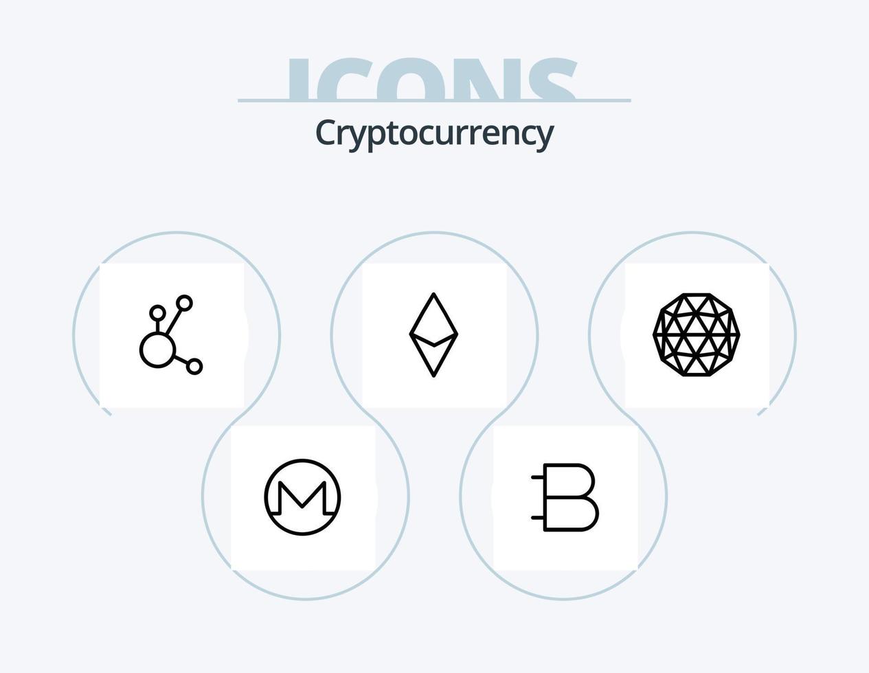 paquete de iconos de línea de criptomonedas 5 diseño de iconos. creditos del juego criptomoneda iota. cripto. siacoin vector